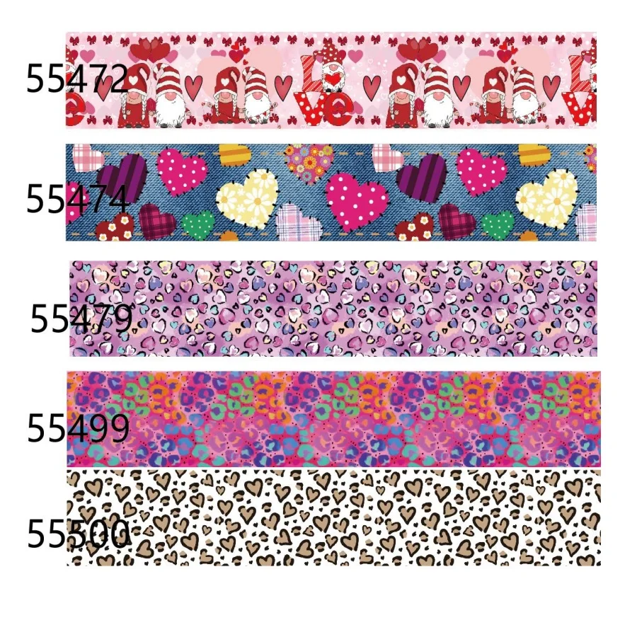 

Love Heart Ribbon Printed Valentine's Day Grosgrain Ribbon 38mm 10yards for DIY Ties Christmas Tree Material