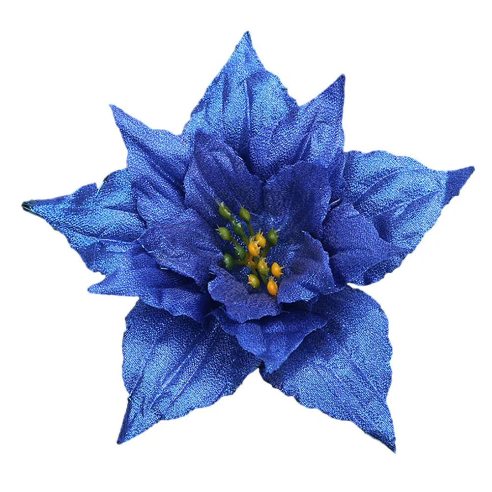 

Glitter Christmas Poinsettia Hanging Flowers Christmas Tree Ornaments Xmas Party Tree Decoration Party Artificial Flowers Decor