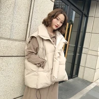 loose womens sleeveless jackets solid turn down collar ladies warm winter vest korean style oversize waistcoat for female 2021