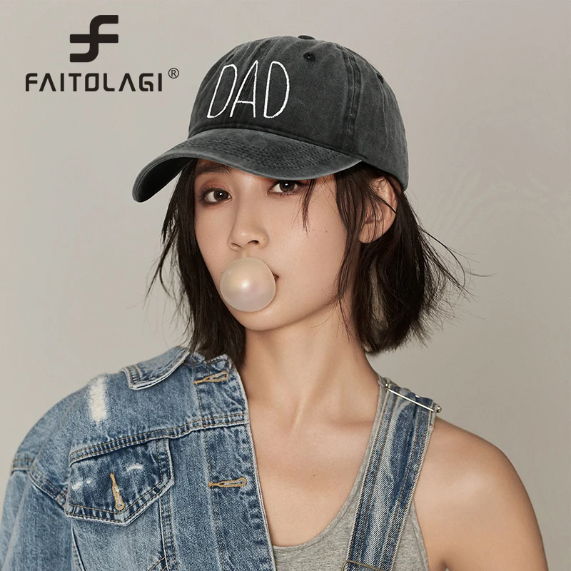 New Letter DAD MOM Unisex Baseball Caps Retro Washed Cotton Embroidery Snapback Hats Streetwear Outdoor Visor Hip Hop Sun Caps
