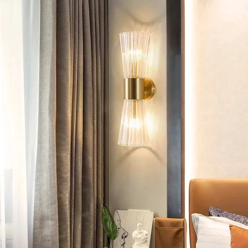 

Modern crystal room background aisle bedroom bedside wall lamp lighting luxury personality living bathroom mirror cabinet nordic