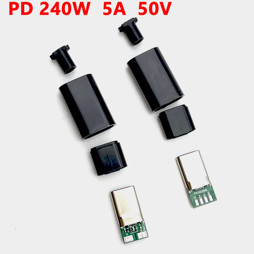 

TYPE-C Male Plug PD240W 5A 50V 16P Fast Charging Connector USB With PCB welding Data line interface DIY data cable accessories