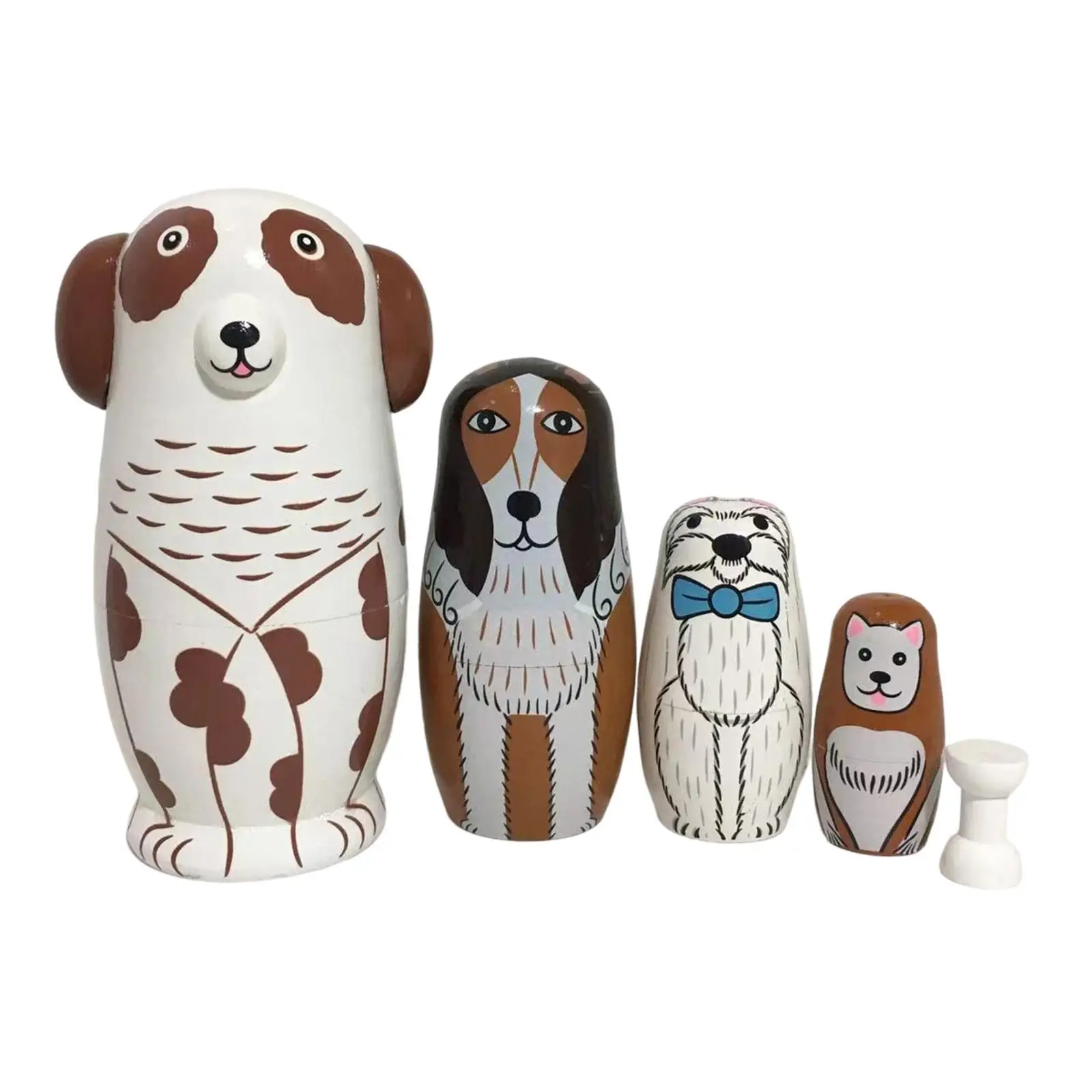 

5x Russian Doll Dog Pattern Stacking Doll for Office Halloween Birthday Gift