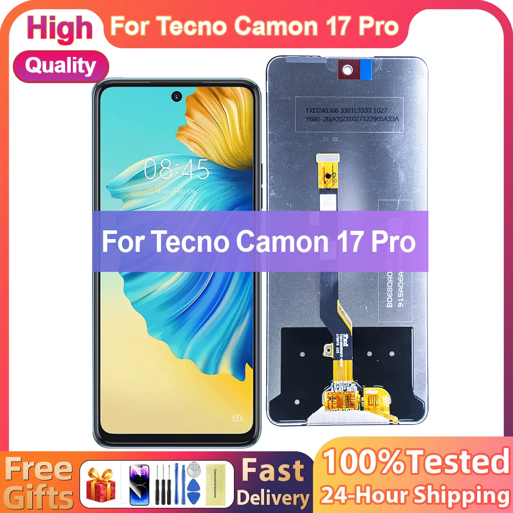 Протестированный ЖК-дисплей 6 8 дюйма для Tecno Camon 17 Pro 17Pro CG8 CG8h с сенсорным экраном в