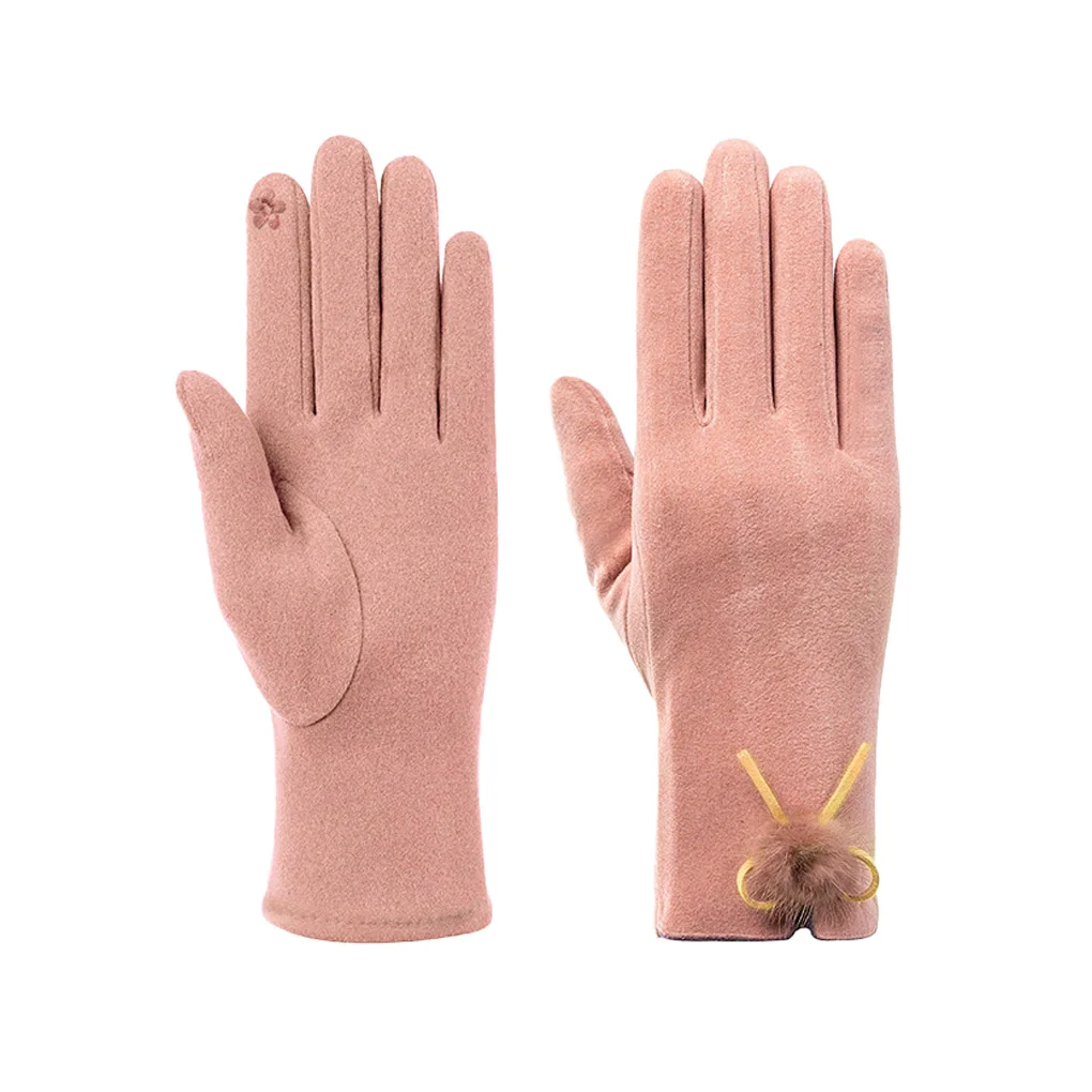 

Gloves Women Soft Lightweight Comfortable Mittens Fashionable Breathable Hairball Design Palm Protection Outdoor Indoor