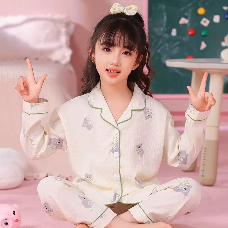 Детский пижамный комплект осенняя пижама для девочек милая одежда сна с длинным