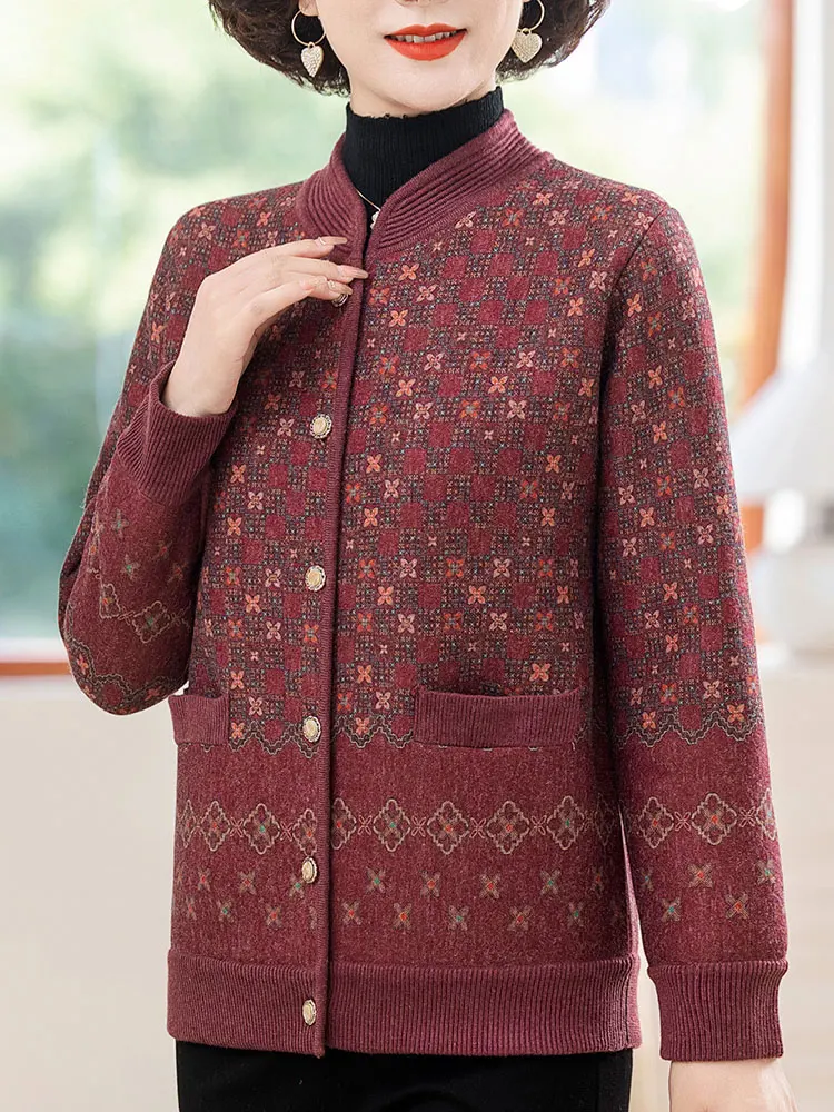 Зимняя одежда Hengyuanxiang для людей среднего и пожилого возраста вязаная верхняя