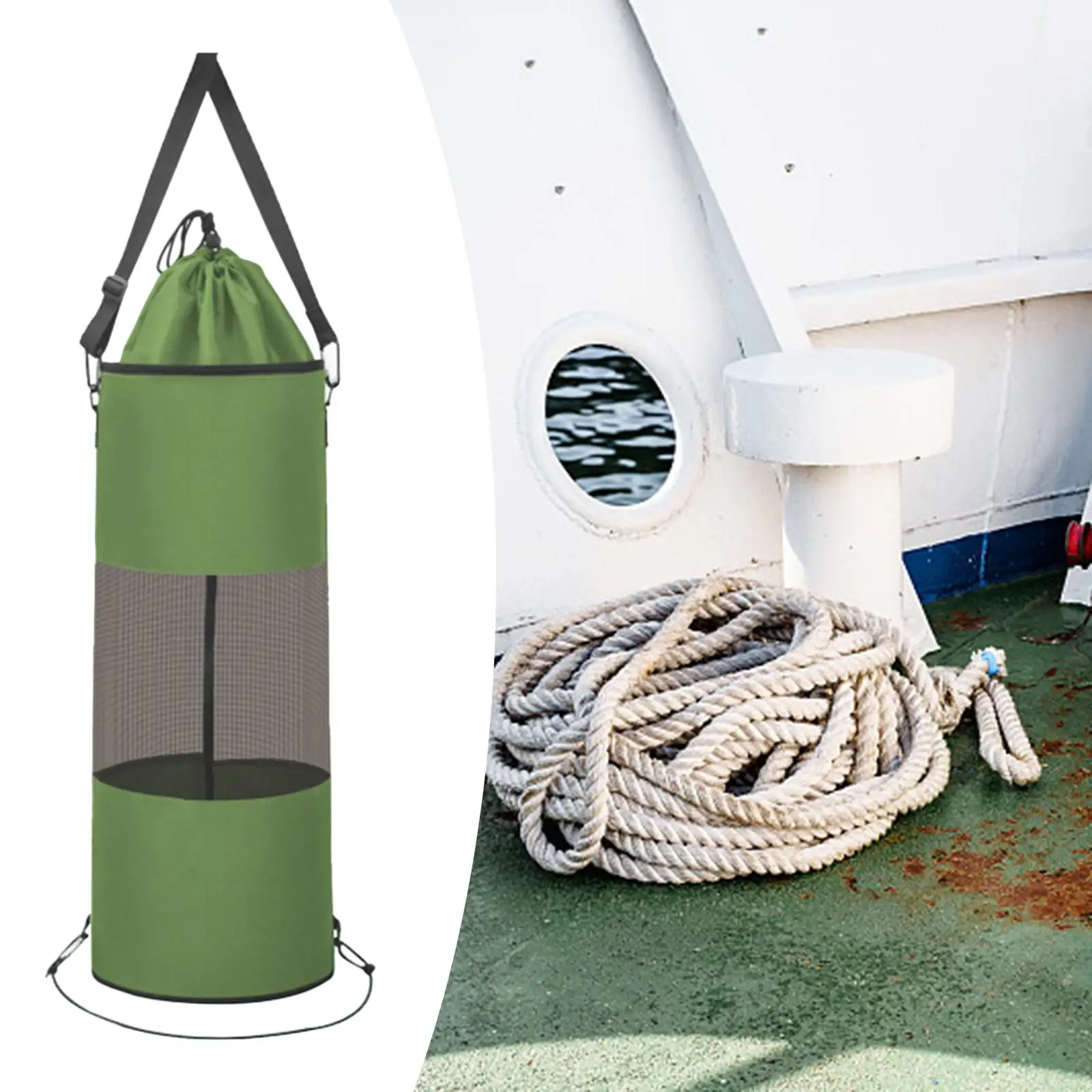 

Boat Trash Bag Garbage Can Portable Large Mesh Trash Container for Pontoon, Kayak Boating Accessories