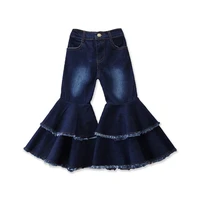 childrens clothing spring and autumn styles european and american style childrens raw edge jeans girls denim flared pants