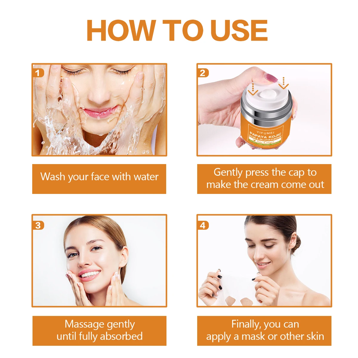 Фото Осветляющая кожа, папайя, органический отбеливающий, увлажняющий, против веснушек, против морщин, дневной и ночной крем для лица с лапой №4