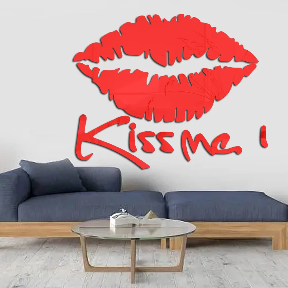 

Acrylic Red Lips Mirror Wall Stickers Kiss Me DIY Creative Lips Wall Decor Girls Bedroom Bathroom Mirror Decorative Sticker