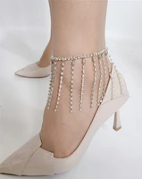 fashion girl simple tassel rhinestone bracelet womens summer beach shiny crystal ankle chain high heels jewelry accessories