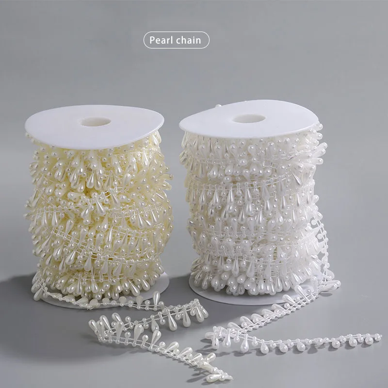 

1Meter ABS Imitation Pearl Ribbon Beads Wedding Bead Chain Handmade Jewelry Making DIY Bead String Garment Accessories Decor