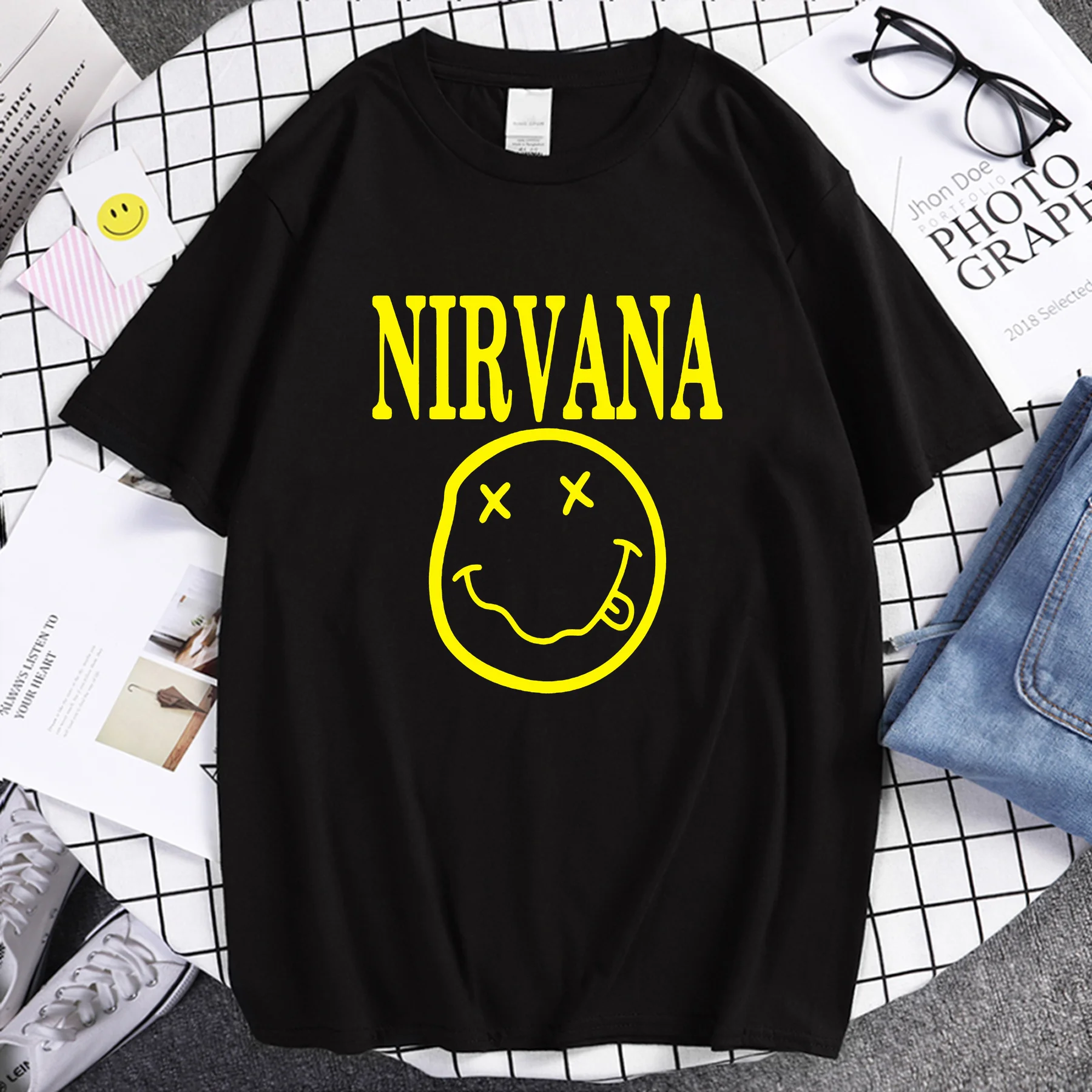 

Men Grunge Is Dead Oversized T-shirt Kurt Cobain Tees Come As You Are 90s Rock Music T-shirt Y2k Women T-shirts Ladies T Shirt