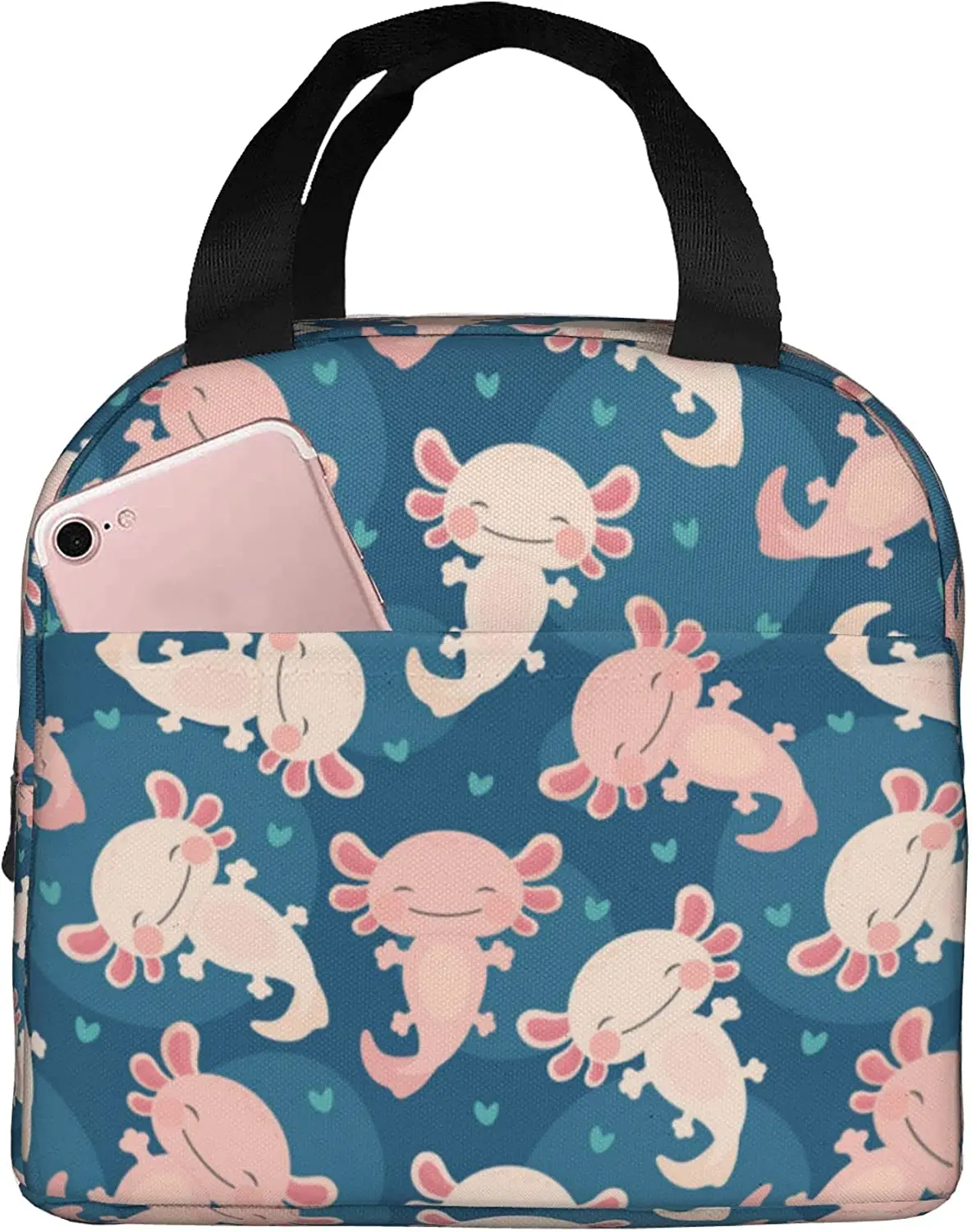 

Lunch Bag Funny Cartoon Axolotl Insulated Lunch Bag Leakproof Reusable Lunch Box Lunch Tote Cooler Bag for School Office