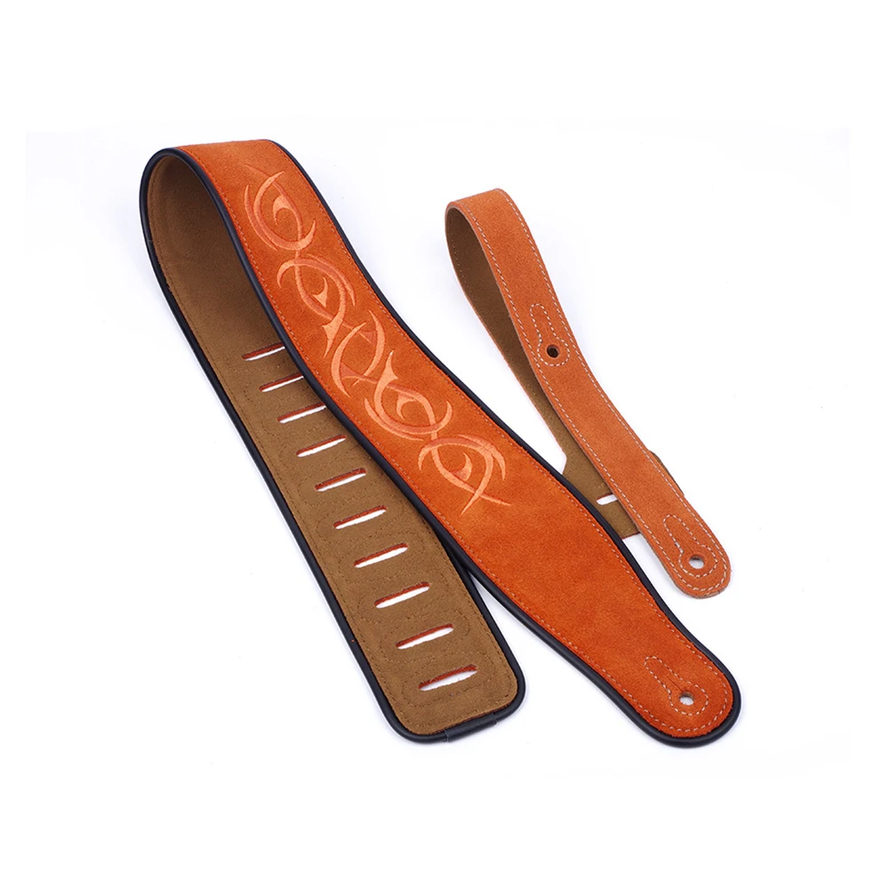 

Nubuck Belt Guitar Strap 110.5-134.5cm 7.2cm Width Adjustable Brown Genuine Cow Leather Shoulder Belt Widen Thick