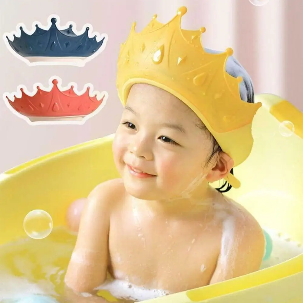 

Kids Ear Cap Shampoo Cap Baby Crown Shower Cartoon Soft Cap F4m2