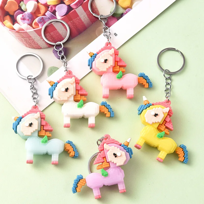 

Creative Cartoon Soft Doll Keychain New Hot Sale Colorful Horse Car Pendant Cute Animal Action Figures Bag Keychain Wholesale