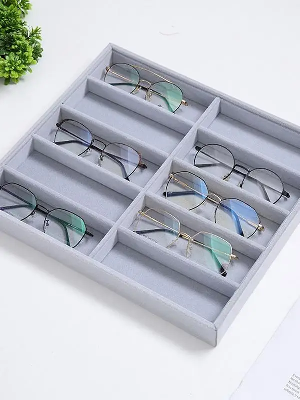 

12 Grids Eyeglasses Storage Box Soft Wooden Sunglasses Jewelry Collection Display Case Supplies For Homes Jewelry Store