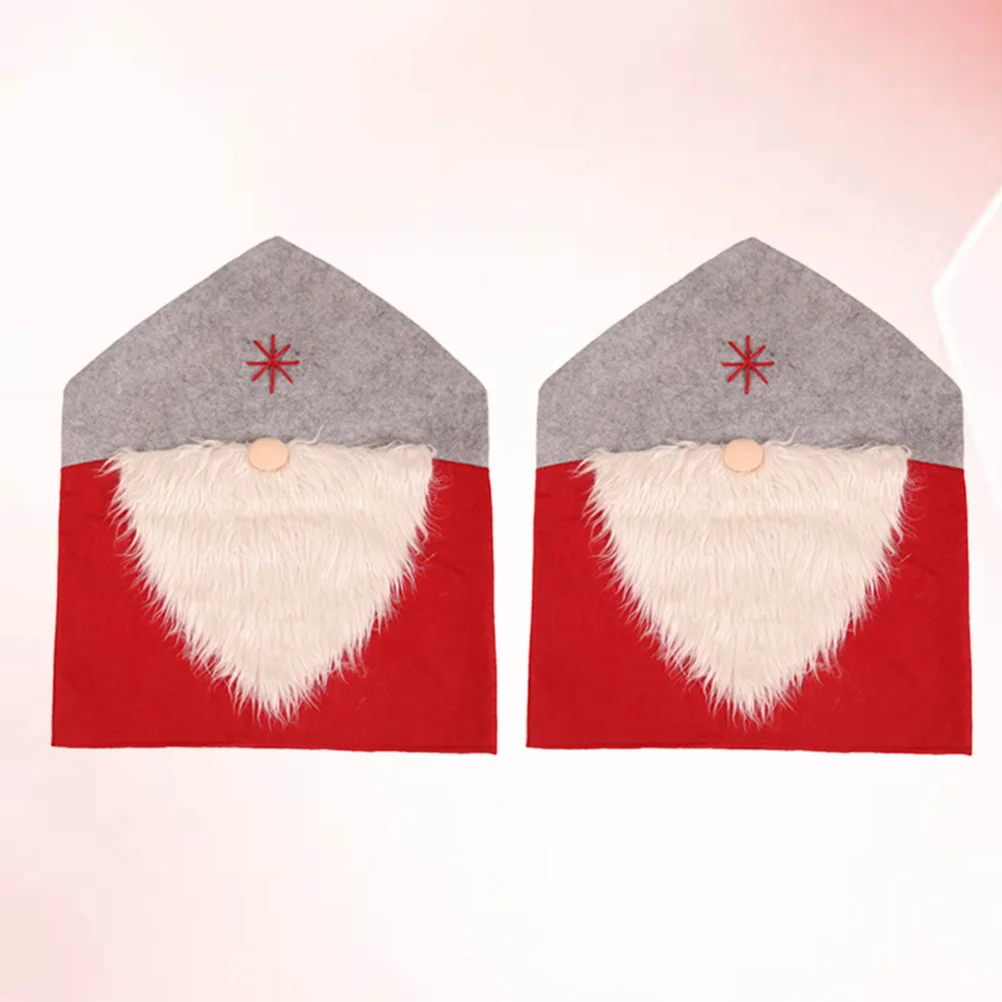 

2Pcs Christmas Chair Covers Santa Style Chair Covers Festive Decors Chair Protectors (Grey Hat)