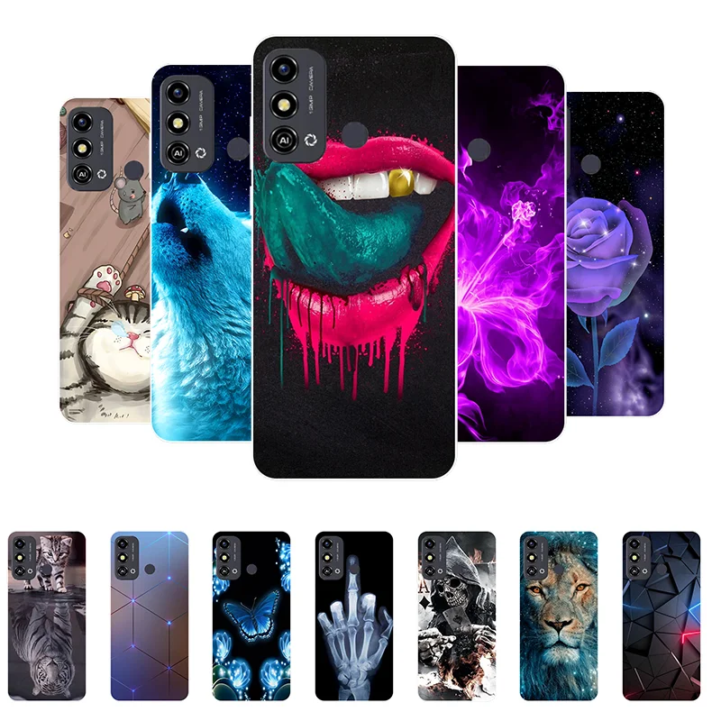 Силиконовый чехол с принтом для ZTE Blade V41 Smart чехол Черный TPU  Мягкий чехол бампер для ZTE Blade V41 Smart Чехол для телефона ZTE A7050 чехол