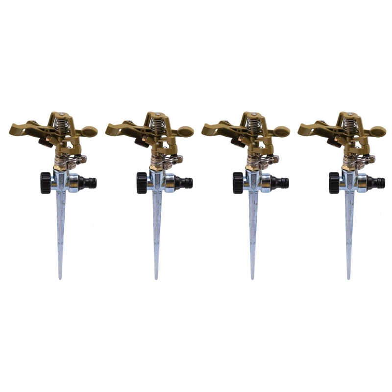 

4x360 градусов ротационная Оросительная распылитель для газона сада двора гольфа травы металлический импульсный распылитель воды