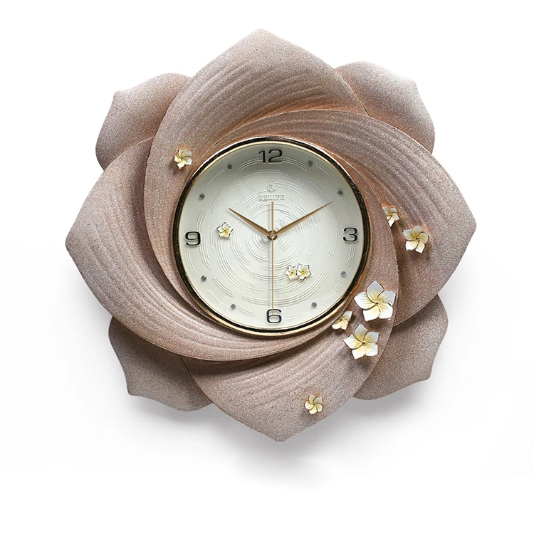 

Wholesale luxury flower wall art 3D antique style resin wall clocks
