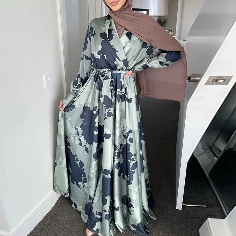 

Abaya Dubai 2022 Muslim Fashion Turkish Kaftan Dress Dashiki Print Bohemian Long Sleeve Dresses Plus Size Boubou Ankara Robes