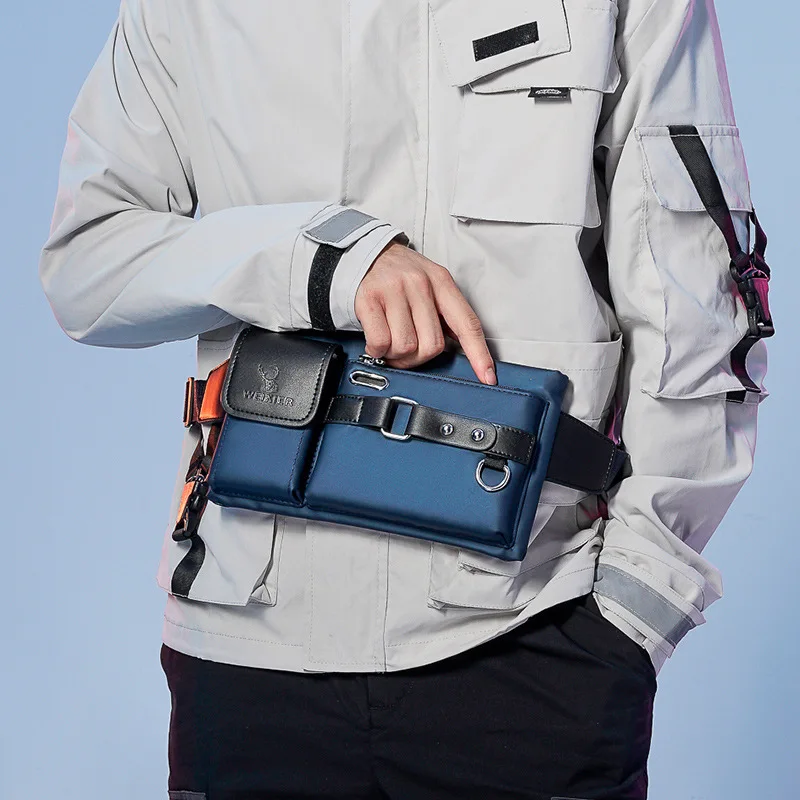 Waist Bag For Men Chest Wallet Purse Fashion Hip Belt Pouch Sack Fanny Pack Phone Porter Square Sports Crossbody Side Bag Male
