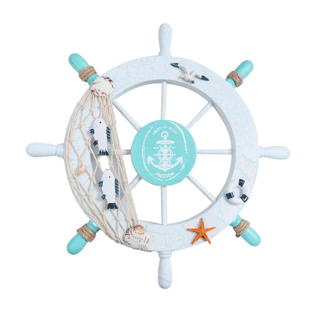 

Nautical Wooden Ship Wheel: Wooden Nautical Ship Steering Wheel Wall Mediterranean Wall Hanging Decor Ornament for Cafe Garden