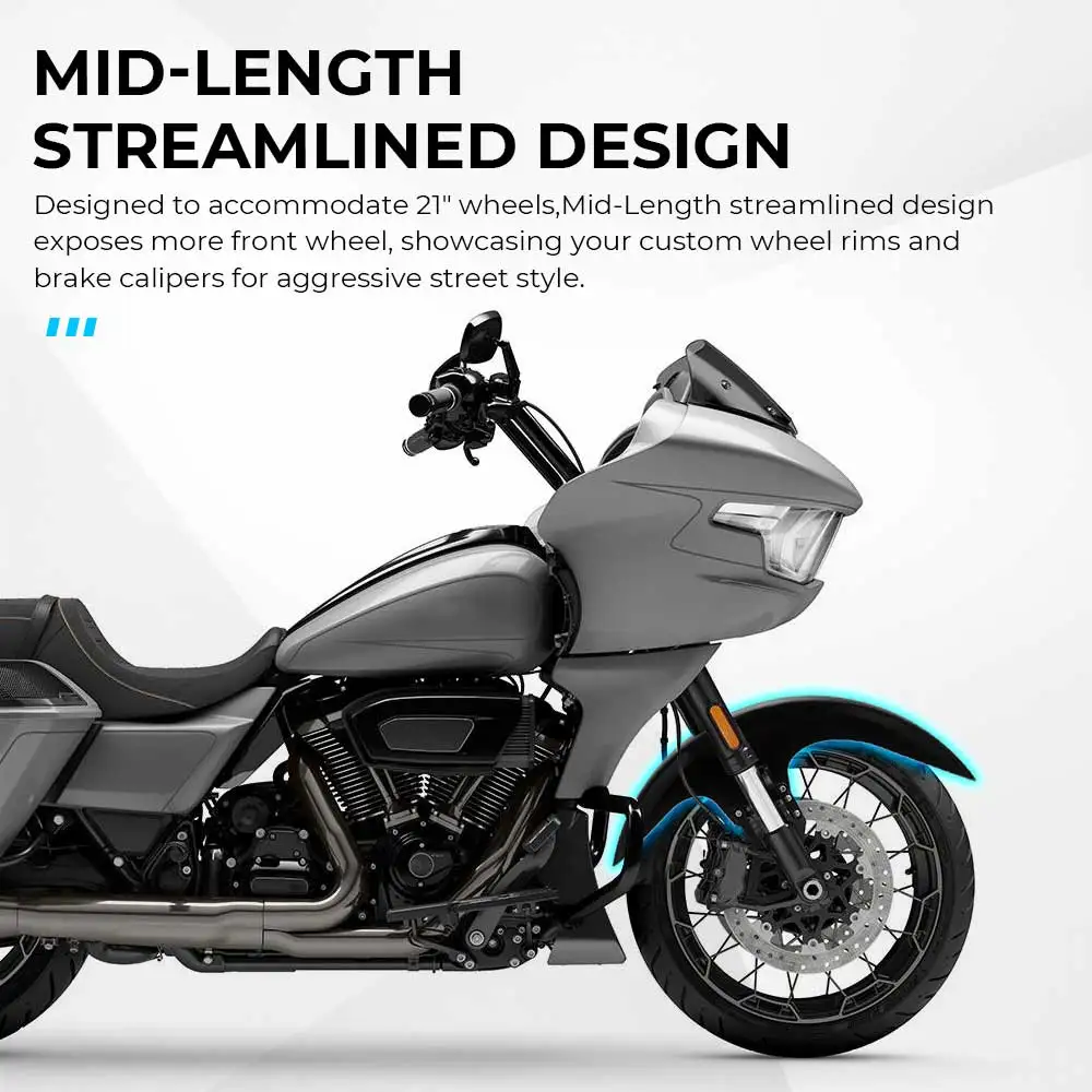Фото Для мотоциклов Harley Touring Street Glide Road Glide CVO ST FLTRXSE FLHXSE 23-26 годов выпуска, аксессуар: переднее крыло из АБС-пластика, 21 дюйм. №5