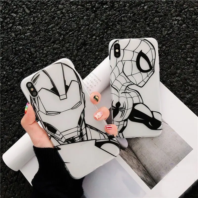 

BANDAI Marvel Iron Man Spiderman Phone Cases For IPhone 13 12 11 Pro Max Mini XR XS MAX 8 X 7 SE 2020 Back Cover Redmi K40 Cover