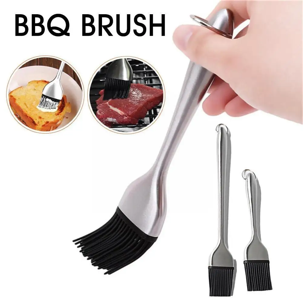 

20cm Bbq Brush Steel Hand Shank Basting Pastry Oil Brush Kitchen Accessories For Grilling 2 Size L1w5