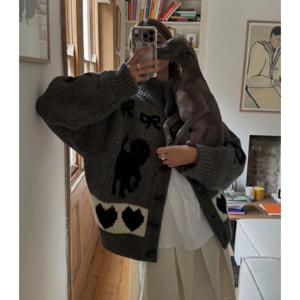 Отправить за секунды! Осень и зима 2024 Южная Корея жаккардовый свитер с бантом