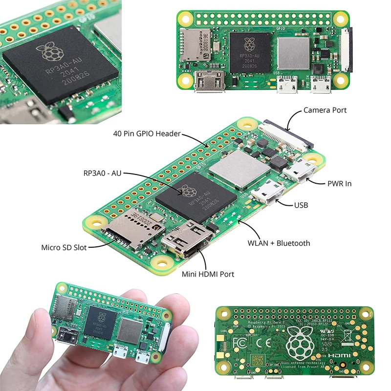 Raspberry Pi Zero 2 Вт 1 ГГц четырехъядерный 64-разрядный процессор Arm Cortex-A53 512 Мб SDRAM