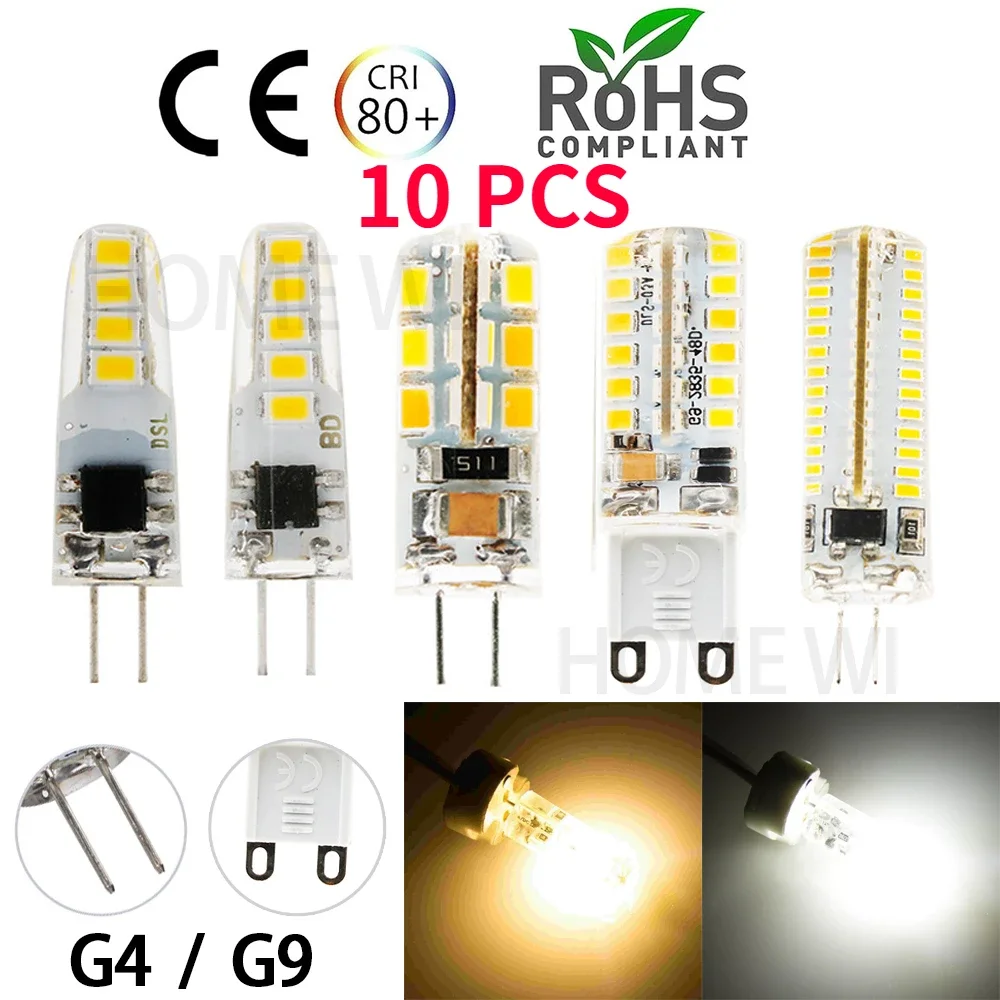 10 шт. светодиодные лампы G4 2 Вт 3 5 6 7 9 AC 220 В 3014SMD 2835SMD силиконовая лампа теплый