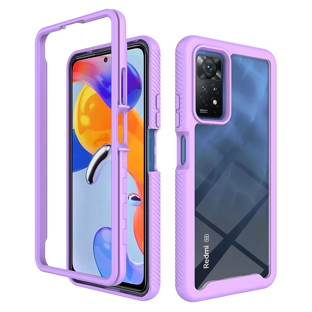 For Redmi Note 11 Pro Case 11S Note 10S Cover 2 in 1 Shockproof Bumper Hybrid Back Clear Phone Cover for Xiaomi Redmi 10 10A 10C