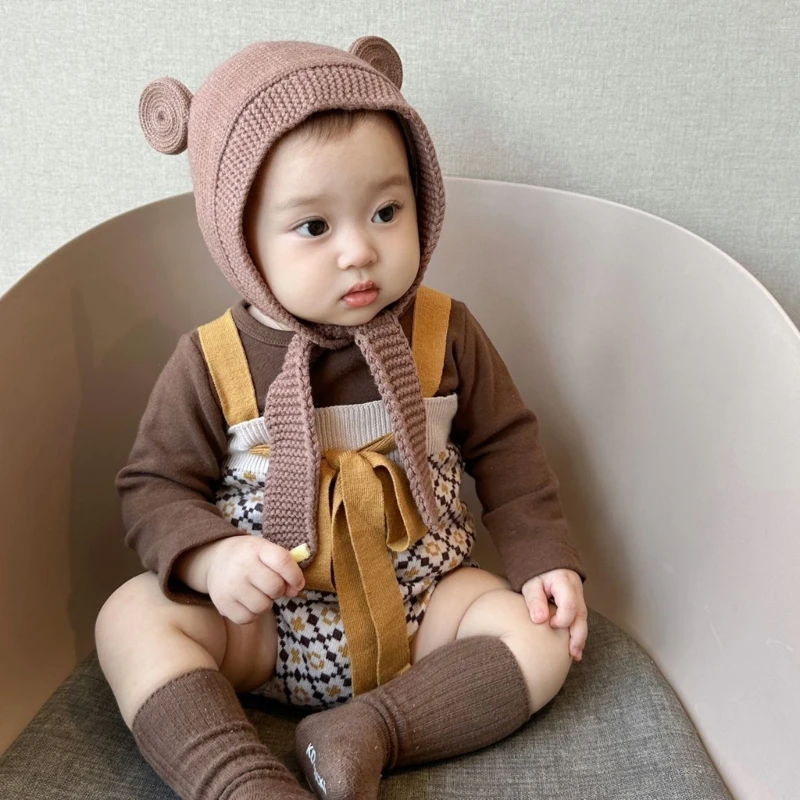 

Капот, теплая шапка-ушанка, защита ушей, шапка-бини для малышей