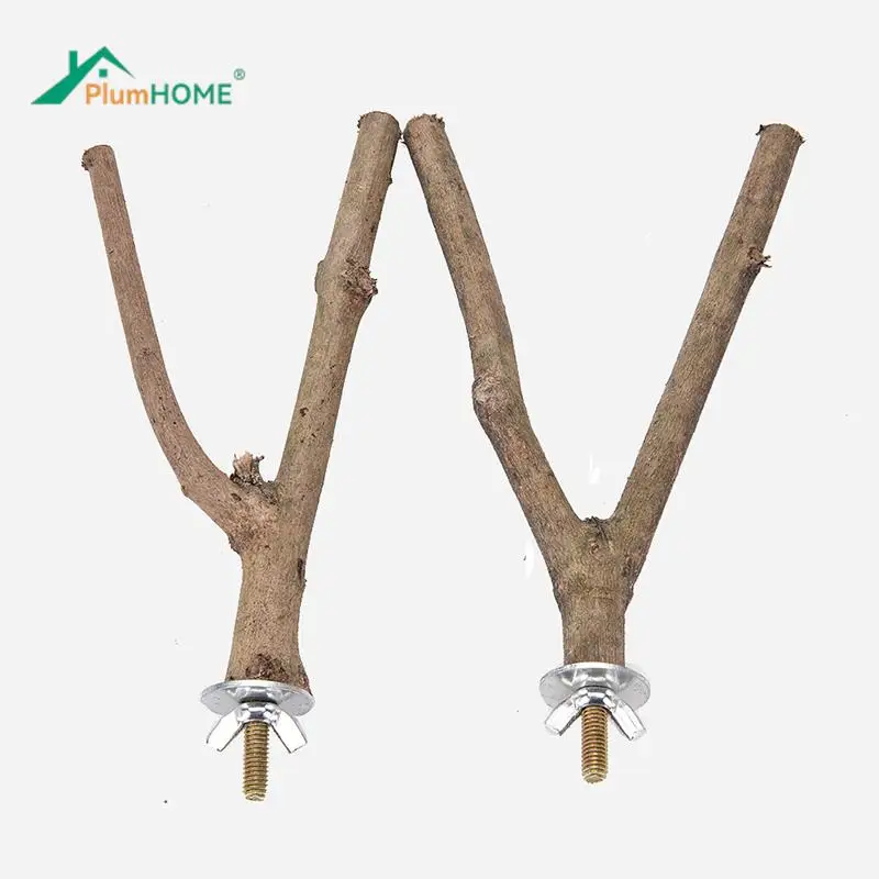 

1Pc Hamster Branch Perches For Bird Cage 15cm Pet Parrot Raw Wood Fork Tree Branch Stand Rack Toy