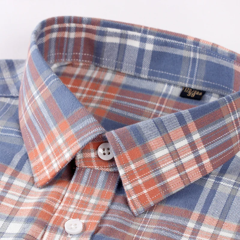 Рубашка мужская оверсайз в клетку с длинным рукавом и отложным воротником