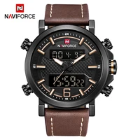 naviforce watches for men casual business dual time week display chronograph waterproof luminous led digital wrist watches male