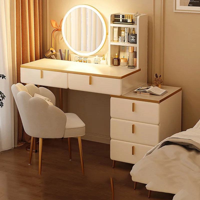 Белый стол туалетный столик зеркальные светильники консоль для хранения макияжа