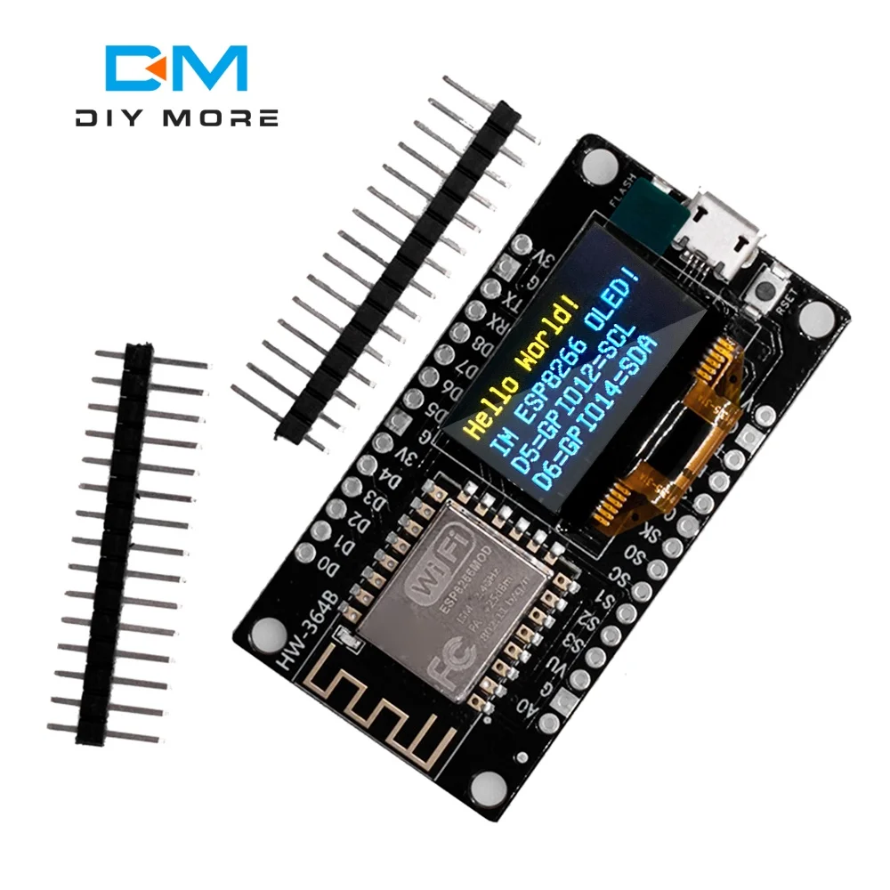 Фото Плата разработки NodeMCU ESP8266 CH-340 ESP-12E Wi-Fi модуль 0,96-дюймовый OLED-дисплей подходит для Arduino/Micpython №1