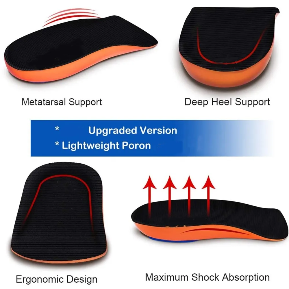 Orthopedic Half Insoles For Feet Plantar Fasciitis Pain Relief Heel Pad Sports Running Soft Elastic Shock Absorption Shoe Insole