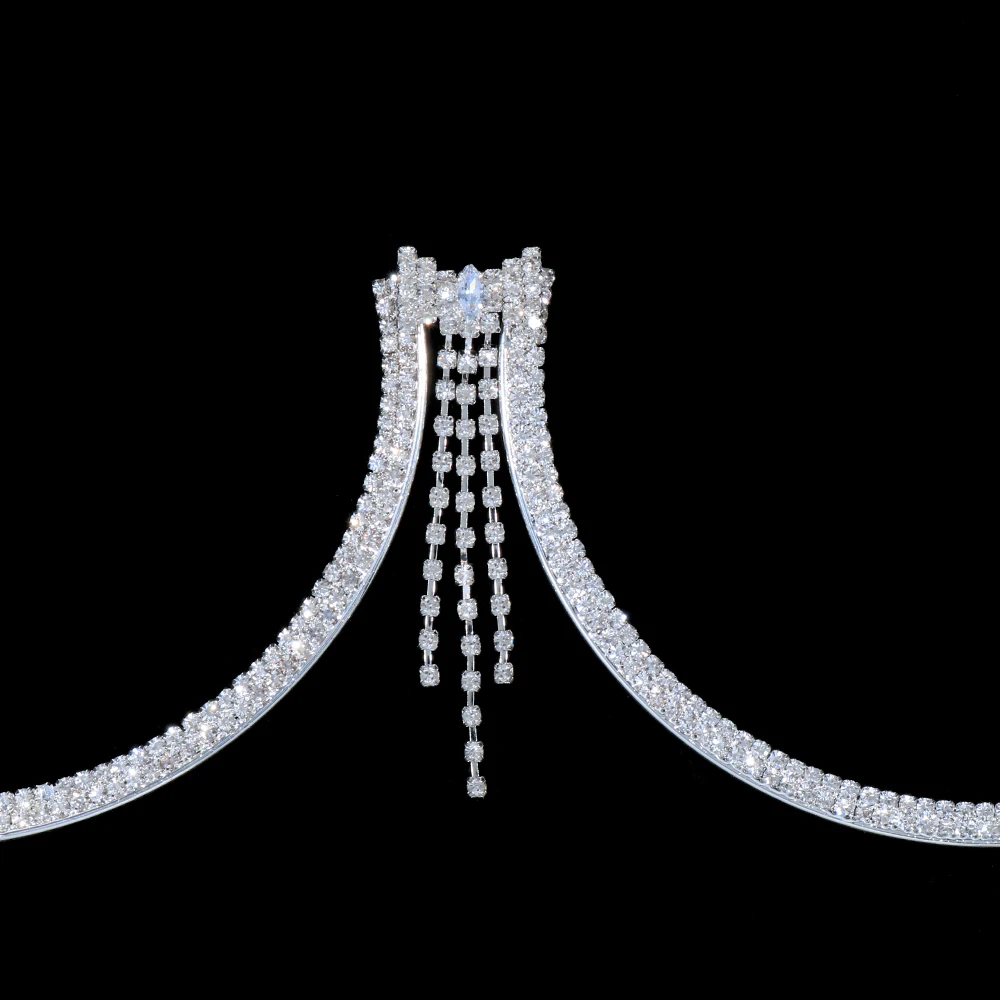 Роскошная цепочка Stonefans для груди с зеленым кристаллом в форме сердца женский