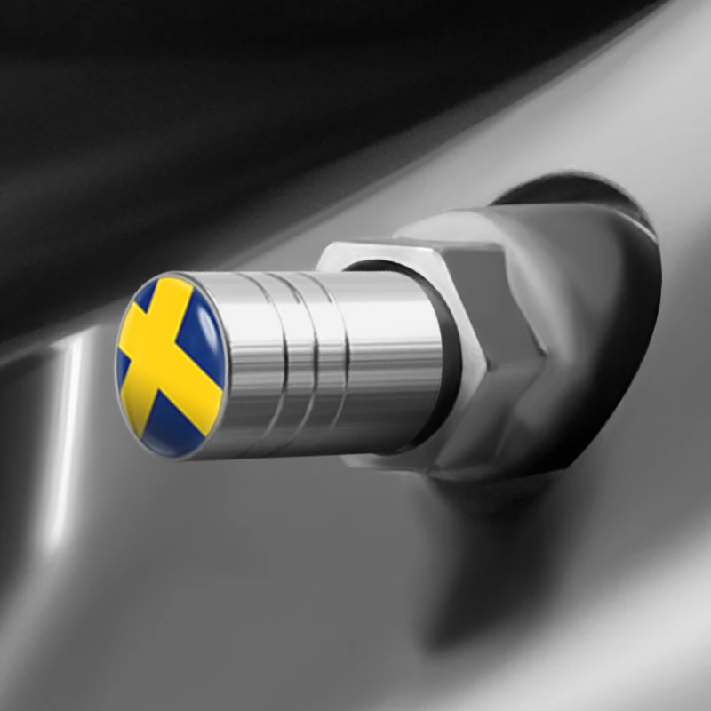 4шт. Эмблема шведского флага на колесных клапанах для Audi A3 A4 B6 B7 B8 A6 C5 C6 RS3 Q3 Q7 TT Quattro S LINE S4 и других.