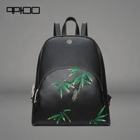 female bag 2022 new leather backpack chinese style embroidery bag leisure large capacity travel backpack