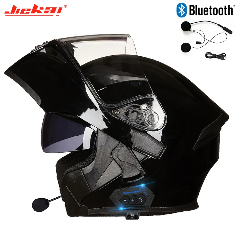 JIEKAI Full Face Vintage Modular Flip Up Bluetooth Motorcycle Helmet Four Seasons Retro Motocross Racing Capacete Moto Casco DOT enlarge