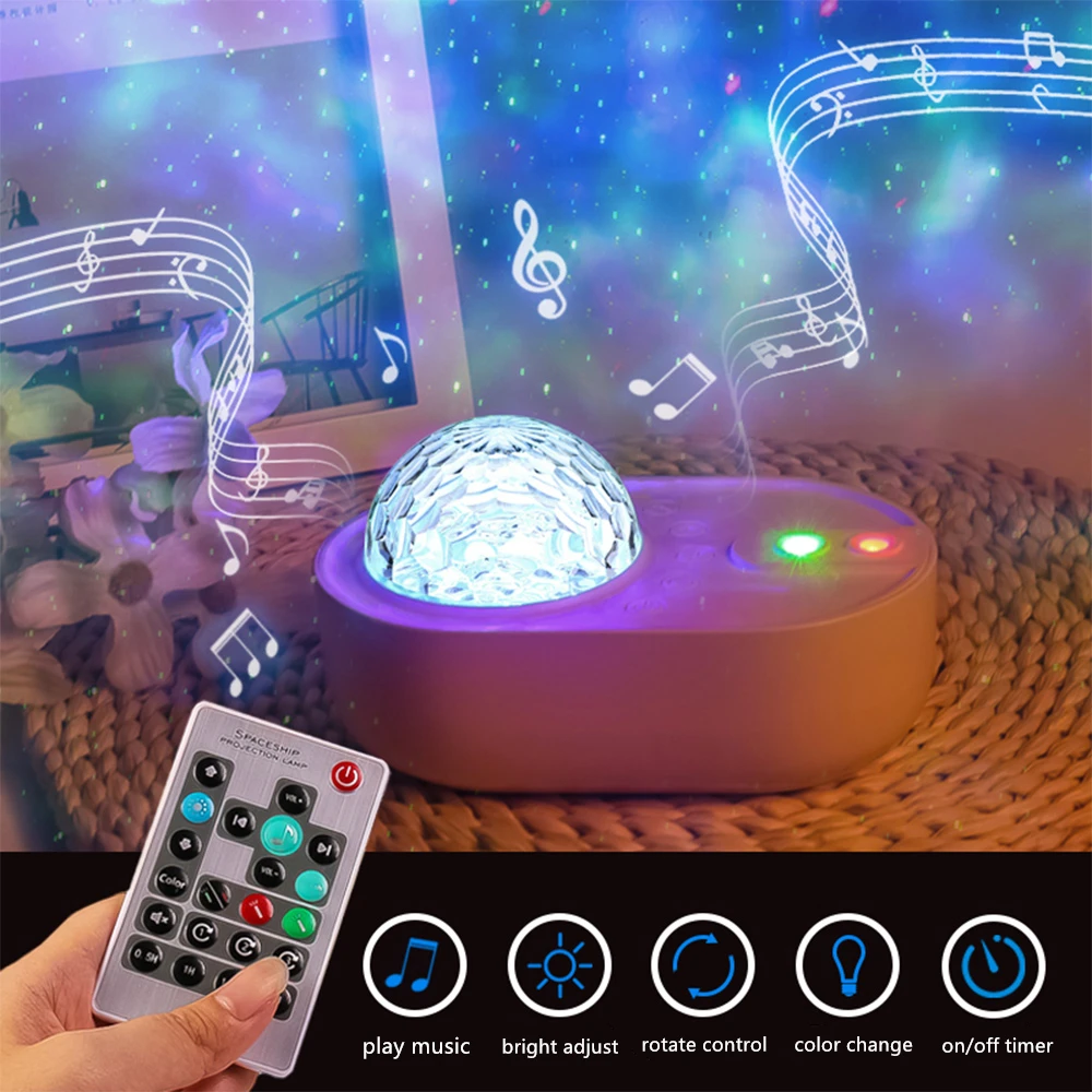 Galaxy Projector Night Light Child Blueteeth USB Music Player Star Night Light Romantic Colorful Starry Sky Projection Lamp Gift