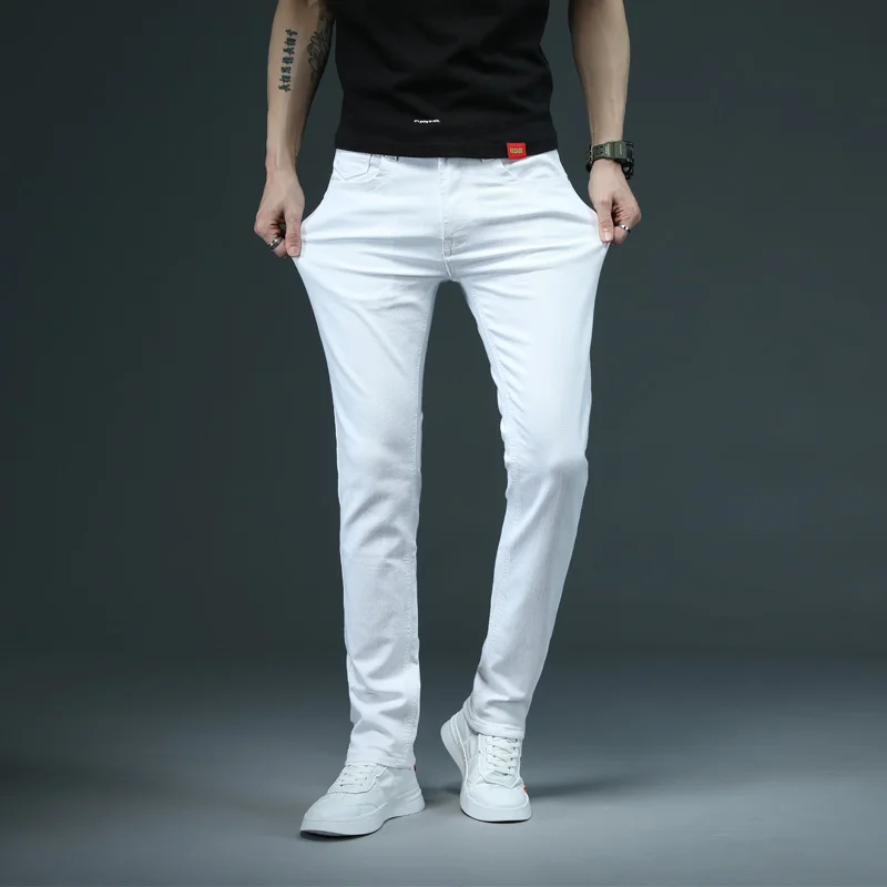 2022 Fashion Men's Stretch Skinny White Jeans Men Casual Elastic Cotton Slim Denim Trousers Male Brand Clothing jeans for men